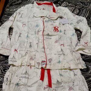 NWT Victoria's Secret PJs Pajamas, long sleeve top, long pants, eye mask, Large